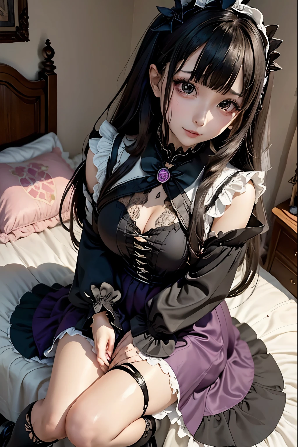 ハードなDark Gothicメイク、Black dark eyeshadow、sad、Good skin radiance、Dark Gothicメイク、Dark smile、palace、The beauty of fragrance、24-years-old、Expressions of intense sexual pleasure、Embarrassed look、Dark Gothic、Highest quality、Expression of sexual pleasure without pain、Drunk face、Purple maid outfit、mysterious、noble、Loving smile、Twin tail hair、Right eye is blue、Left eye is red、Super tempting pose、Platform heel shoes、Heavy makeup、Gothic Clothing、Silver Hair、Long Hair Straight Hair、Cute Gothic Dresses、Beautiful Face、Elegant face、Attractive face、Stained glassの背景、Chest glistening with sweat、The room is dark、goth long dress、Bell Sleeves、Wizard Sleeve、Decadent look、Sexually excited expression、Wet shiny thigh water、Thighs that are wet and shiny with oil、Background of a room full of roses、Sad look、Rose Maiden、The embroidery is pink、The dress has pink embroidery.、Thigh-high socks、Knee-high socks、Gentle expression、Dark black eyeshadow、Stained glassとバラの背景、Thighs are a little thin、Female Duo、Female couple、dark church background、Stained glass、Black metal world、Dark Castle、Dark Room、Slender body、gothic long dress、Victorian dress、Small breasts、The bed is covered with roses、Her thighs are shining with sweat、My body is wet and shiny、There is a lot of glitter on the thighs、I am sweating、My thighs are sticky with sweat.、My thighs are glistening with sweat、My whole body is sweaty and shiny、I sweated a lot.、My thighs are sweaty、My wet thighs are glistening with sweat.、There is a lot of sweat shining all over my body、Slender body、I rest my head on the pillow、Sleeping in bed、Beautiful legs、Outstretched legs、Lying in bed、Lying on your back in bed、On all fours、Knee Up、Kneel、Put your arms behind your back、Kneeling on the bed、Super beautiful straight hair、Straight hair to the ends、Straight Perm Hair、Show off your glamorous thighs、Sit on the bed、Ass on the bed、Sitting with legs wide apart、Thighs are a little glamorous、Playing the cello、Have a cello、Playing the cello gracefully、facial expressions during masturbation、