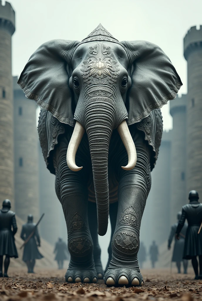 Masterpiece, Best Quality, high resolution , wild elephant, breaking chains,  typo wallpaper , side view