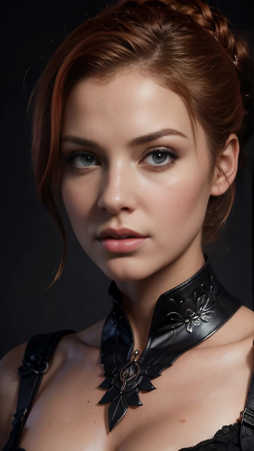 (masterpiece, highres, high resolution:1.2), realistic, portrait, A redheaded slutty woman looking at the camera, beautiful portrait photo, portrait, upper body close-up, sexy, super huge breasts, cleavage, Charlie Bowater character art, epic illustration, new art core and Charlie Bowater, high quality portrait, fantasy concept art portrait, detailed matte fantasy portrait, Charlie Bowater art style, detailed beautiful portrait, fantasy art portrait, dark, chiaroscuro, low key, oil and watercolor, best proportion, perfect anatomy, colorful floral print wallpaper backdrop