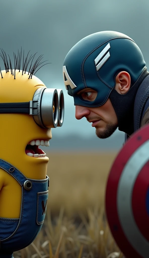 Minions with firearms and muscular physiques