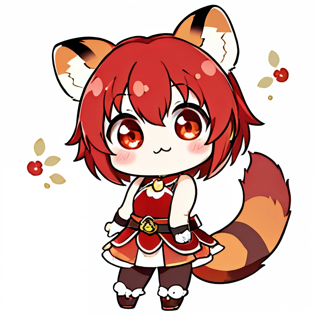 best quality,masterpiece,Chibi character,(cute:1.5), fantasy ,Red Panda,biceps,White background