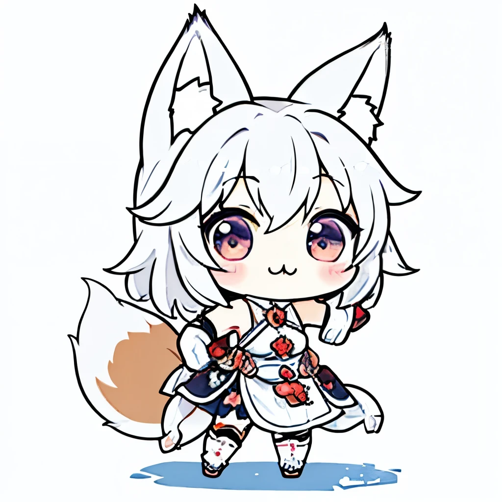 best quality,masterpiece,Chibi character,(cute:1.5), fantasy ,Fox,biceps,White background