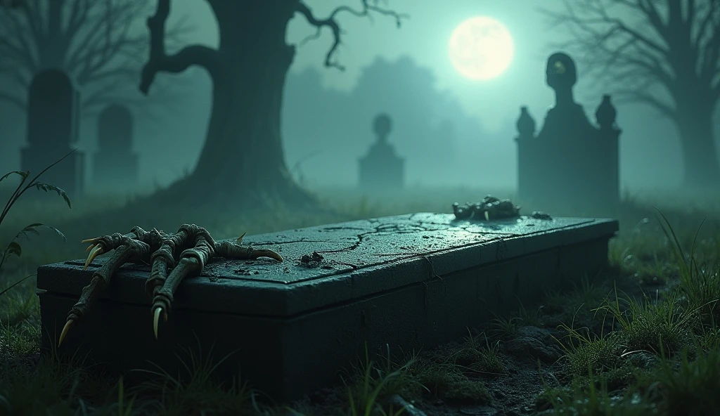 Araf zombie crawling in a cemetery with a tombstone in the background, jogo de terror graphics, terror de videogame independente, videogame de terror, zombie coming out of a grave, playstation 2 jogo de terror, jogo de terror, ainda de filme de terror animado, corpses and shadows!, Dark cemetery scene, espreitador de cripta!!, Eternal Darkness, terror altamente detalhado, Jantar de terror