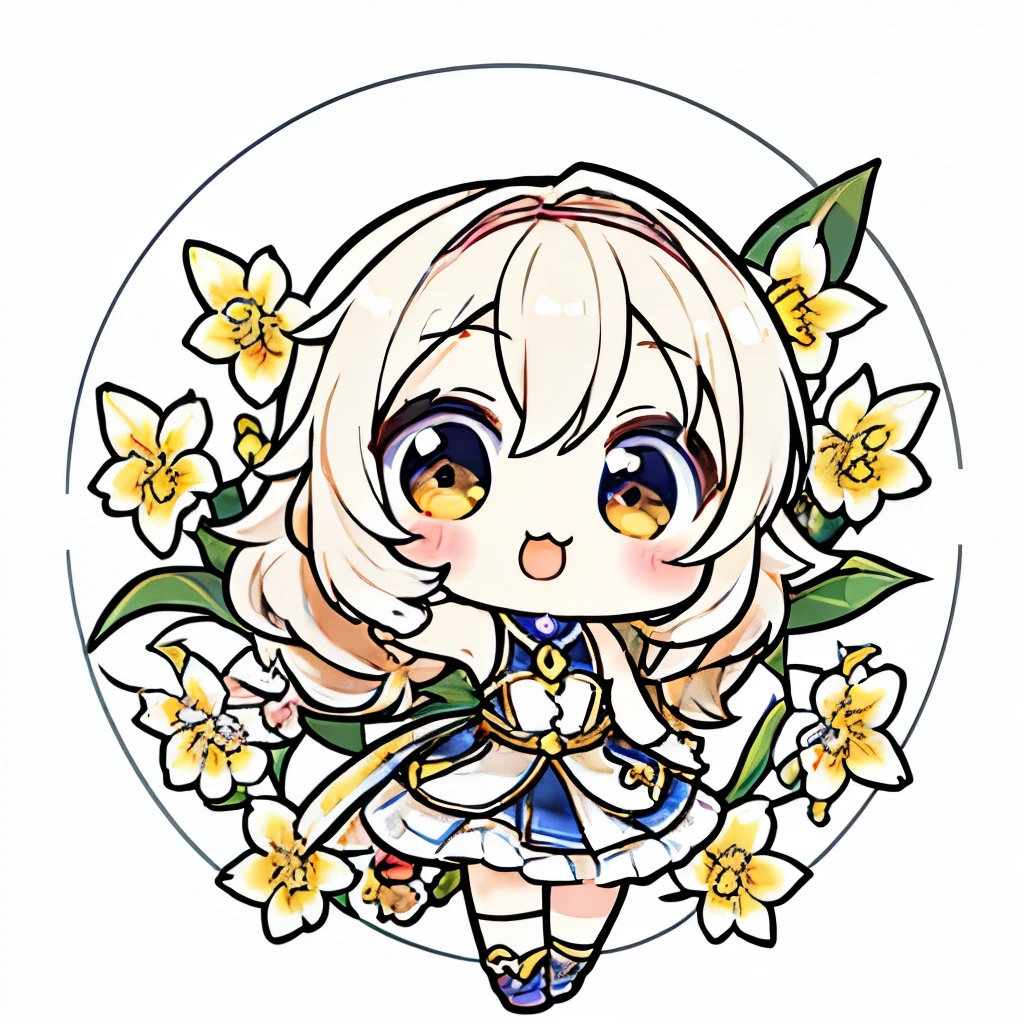 best quality,masterpiece,Chibi character,(cute:1.5), fantasy ,Forsythia,biceps,White background
