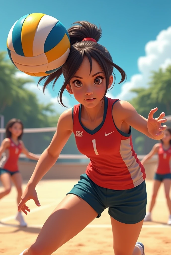 Nervous volleyball player 