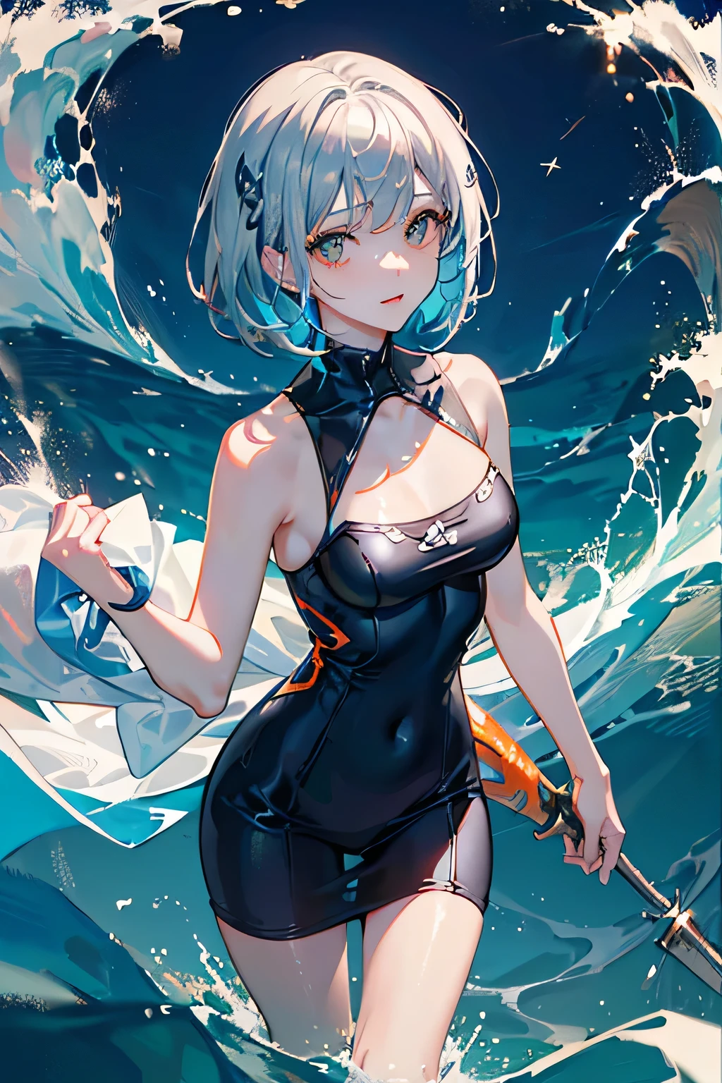 Female astronaut (((swimming under the sea with fish))), colorful fish, algae, shipwreck, full body, {extremely detailed 16k CG unit wallpaper}, expansive landscape photography, (a view from below with focus on character and scene), (wide open field view), (high angle shot), (high light: 1.2), (low light: 1.8), (warm light source: 1.2), complex details, ( iridescent colors: 1.5), (bright lighting), (atmospheric lighting), dreamy, unique,