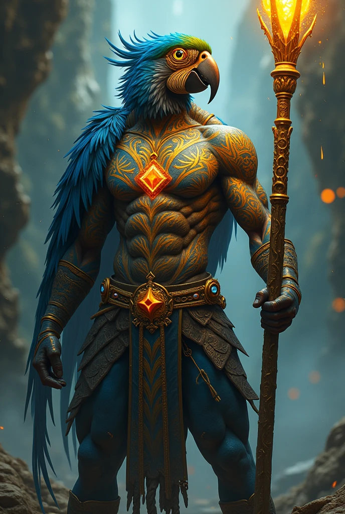 (superfine illustration, Best Quality, Ultra-detailed, fantasy art:1.5), (male, furry skin,:1.3), (male focus, solo, Perfect fingers, Perfect hands, male body, right position:1.5), 25 years old, look down at viewer, (native American costume, spear:1.3), wilderness sky as background, wings,
