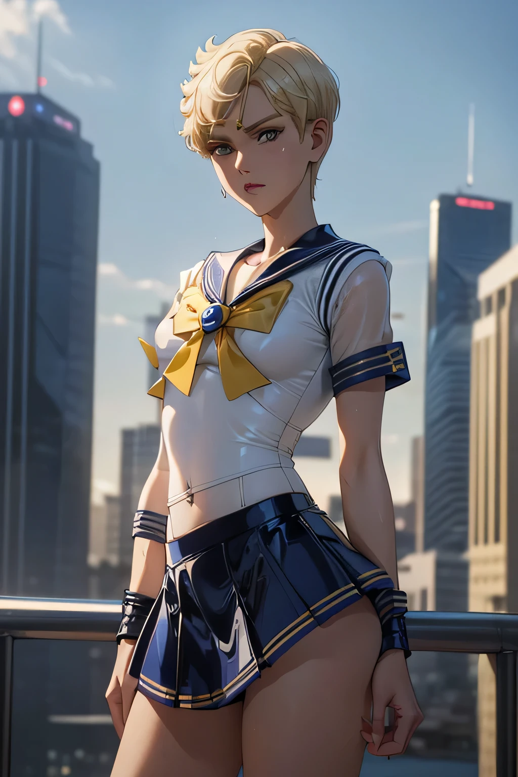 Tennou Haruka, sailor uranusがCowgirlで性交する, (((realistic, highest quality, High resolution, real women pictures:1.2))), (((sailor uranusのレオタードを着ている16歳の女子高校生:1.3)), (sailor uranusのコスチューム), (slender body shape:1.6), Cowgirl性交するNadia, (anatomically correct:1.3), short-haired with bangs, (I am wearing a white sailor warrior leotard whose fabric is too thin...:1.2), 膣に陰茎を挿入するCowgirlポーズ, curved body, 大きく股を開いてCowgirl, A white leotard that sticks to your skin too much, Detailed depiction of the vagina, beautiful thighs, A huge penis is pushed up into the vagina, nose too small, toned stomach, 16 year old beautiful girl has sex with clothes on, saddle, Cowgirl, Girl Straddling Man, (normal limb), Too cute small face, the whole body is wet, put your hands behind your head, nostrils are not visible, realistic, vagina is wet, lips slightly open, (anatomically correct:1.2), man inserts penis into girl, sailor uranus, On a street with heavy traffic during the day