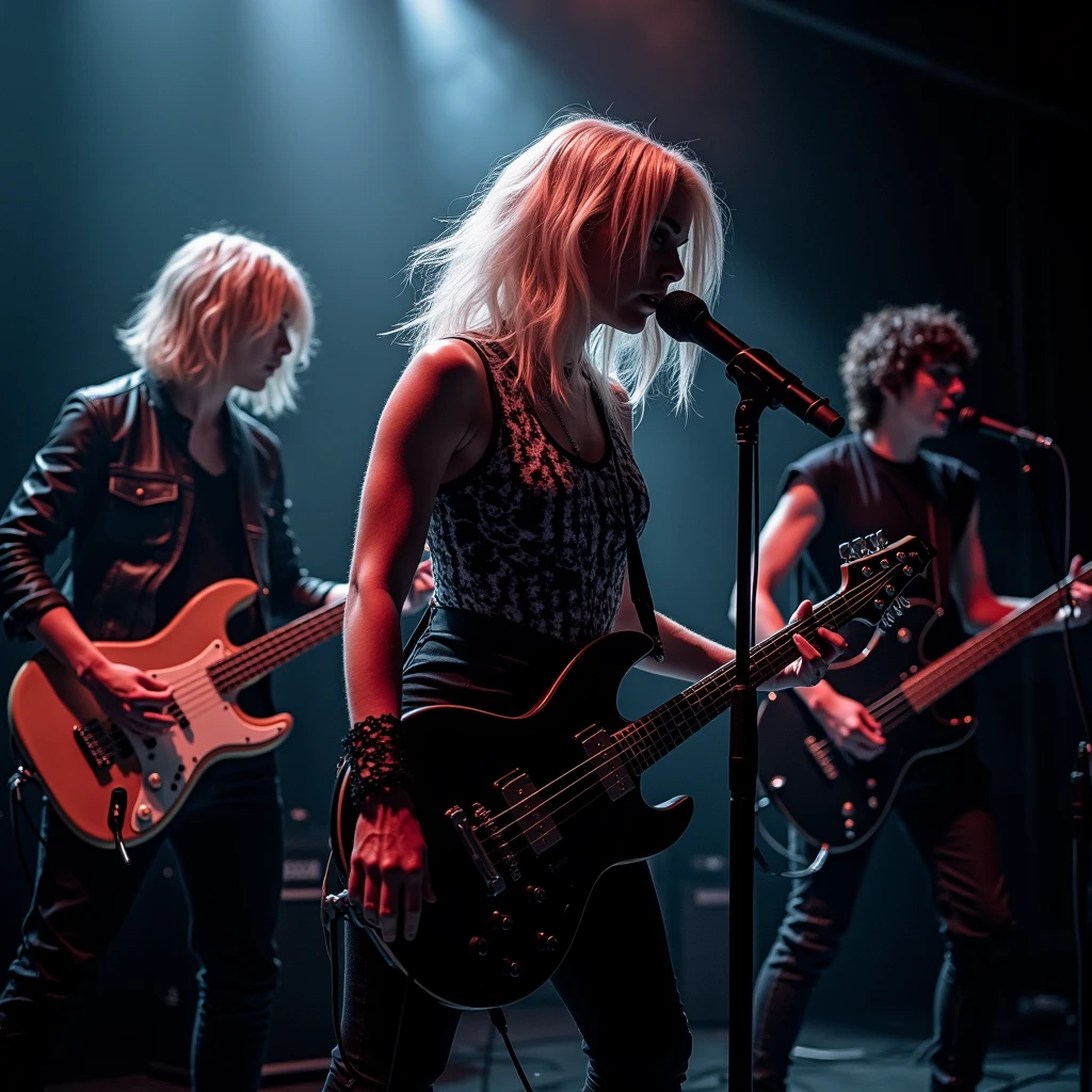 The Death Squad、Rock band vocals、girl band、scream out、Vibrant poses、Punk Fascination、the golden ratio、tabletop、Maximum quality、
