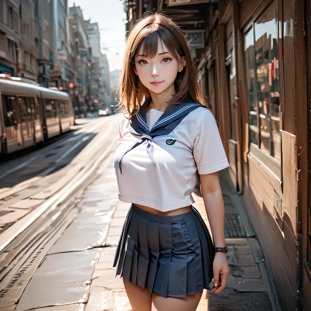 Invisible person, (masterpiece, best quality:1.2), 1girl, solo, School Sailor Uniform, in realistic city, (8k, RAW photo, best quality, masterpiece:1.2), (realistic, photo-realistic:1.37), photon mapping, radiosity, ((Hasselblad photography)), physically-based rendering, (close-up shot of breasts)