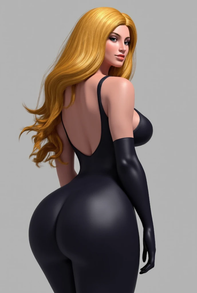 ((1girl, solo, full body)), ((standing)), ((from behind)), (perfect anatomy, perfect hands, perfect legs), beautiful body, natural proportions, ((back)) BREAK
extremely detailed face, (beautiful detailed eyes:1.6), (realistic pupils, realistic iris:1), expressive eyes, looking at viewer, (hyperrealistic:1), (detailed skin texture:1.2), smooth skin, (blonde hair:1.5), (blue eyes), (long hair:1.3), BREAK
(skin tight:1.5) BREAK
(simple background, minimalist background, plain background) BREAK
(masterpiece:1.2), best quality, high resolution, (highly detailed shading:0.5), (realistic lighting:1.6), anime-style, perfect lighting, bright lighting, vibrant colors, dynamic tones, striking hues, 8k, absurd resolution, perfect shadows, hdr, UHD, ambient lighting, realistic, ultra-realistic, photo realistic, highly detailed, rich detail, luminous colors, fine texture, intricate design, professional illustration, (soft light:1.5), (illustration:0.8)