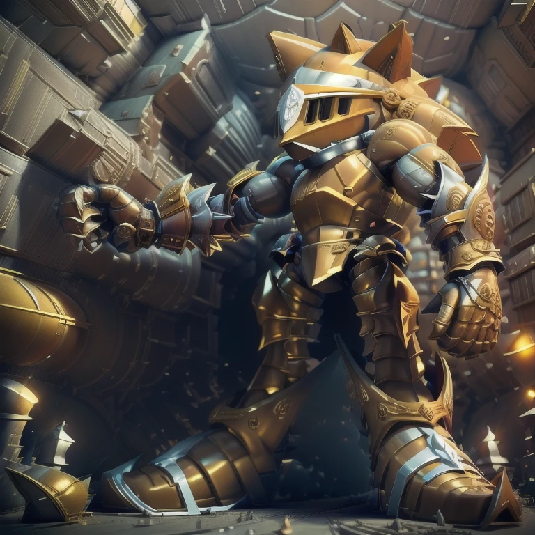 - Excalibur Sonic. Golden Armor. The whole body is golden.
- masterpiece. official art. 8k. best quality. detailed full body. full body.
- no face. wearing a full-face helmet.
- An arrogant expression. smile at the corner of your mouth.
- large muscles,  big muscle, huge muscles,  massive muscles, bulk up.
- focus GIANT Excalibur Sonic is trampling the city. Looking down. macro. stomp. Low-angle perspective. emphasizing the immense size. He has long legs.
- The nails are sharp. The nails are gold. There are five fingers.
- The toenails are sharp. The toenails are gold. There are five toes.