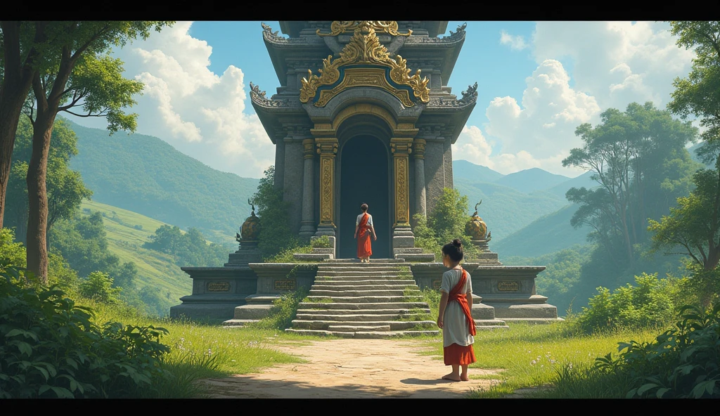 absurd, realistic lighting, (abyss) masterpiece, high quality, beautiful graphics, high detail, dressed woman, extremely refined and beautiful, amazing, fine detail, masterpiece, hyper-detail, high resolution, (best illustration), (best shadow), intricate, ancient landscape, thousand hands bodhisattva, temple, (mysterious black fog), journey to the west, ((corpse), ((ancient monster)), (ruins), (battlefield), (blood stain), glazed tiles, Buddha statue, lantern,
