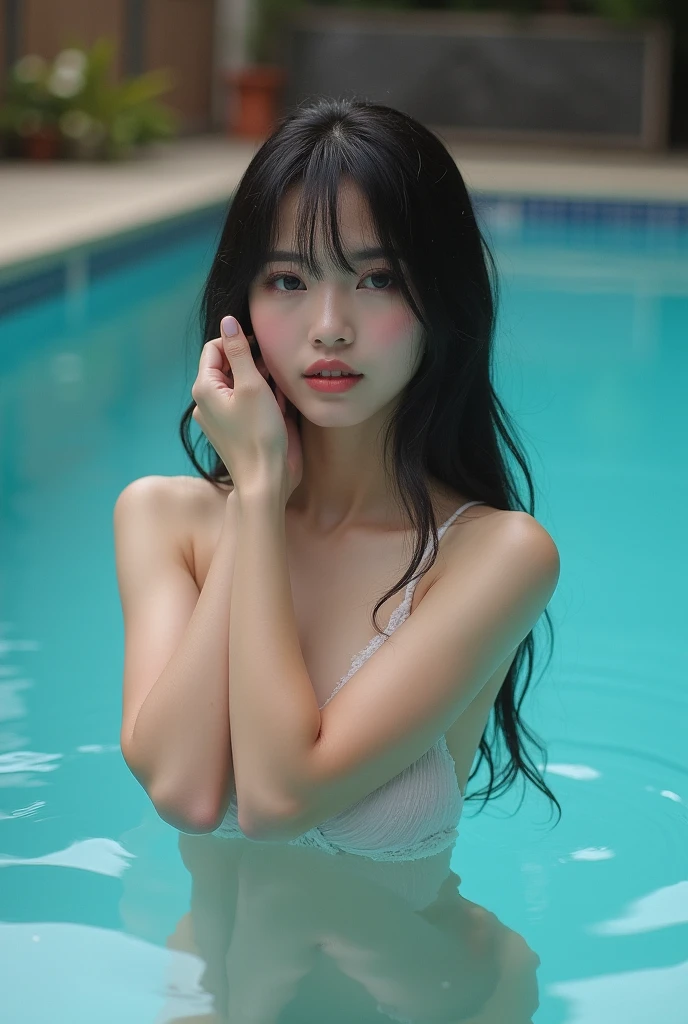 (foto premiada:1.3) de (Ultrarealistic:1.3),(nervoso:1.3), uma mulher com biquini preto, pele verdadeira, com o rosto da Dua Lipa, 5D canon, 85 mm, profundidade de campo, 8k, ultra nitidez, rtx, Octano, irreal, dramatic light, Global illumination (pelo Artista WLOP:1.3),altamente detalhado,(Arte Onda Negra:1.3),(Arte Incondicional:1.3),(Agfacolor:1.3),(fechar retrato:1.3),(Feminino:1.4),(lindo:1.4),(Atraente:1.3),Bonito,olhos perfeitamente detalhados, corpo inteiro sensual,outside lighting,in an Olympic swimming pool. De costas, looking back