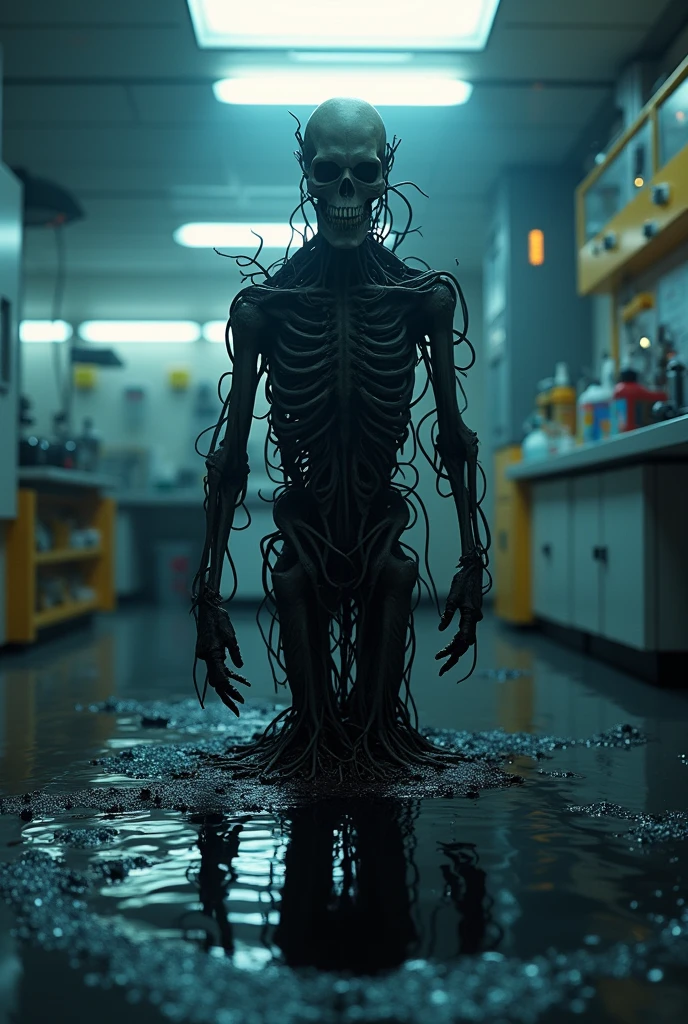 black oil slime girl, black goo body, dripping slime, black coal eyes, RAW photo, amateur lofi photo, epic dark scifi city scenery, Biomechanicals, horror, realistic style, detailed, detail, 8k, highly detailed, far shot, upscaled, extremely detailed correct anatomy, full body showing, <lora:slimegirls:0.8> <lora:Biomechanicals_v2_lora1500:0.8> <lora:epi_noiseoffset2:0.5>