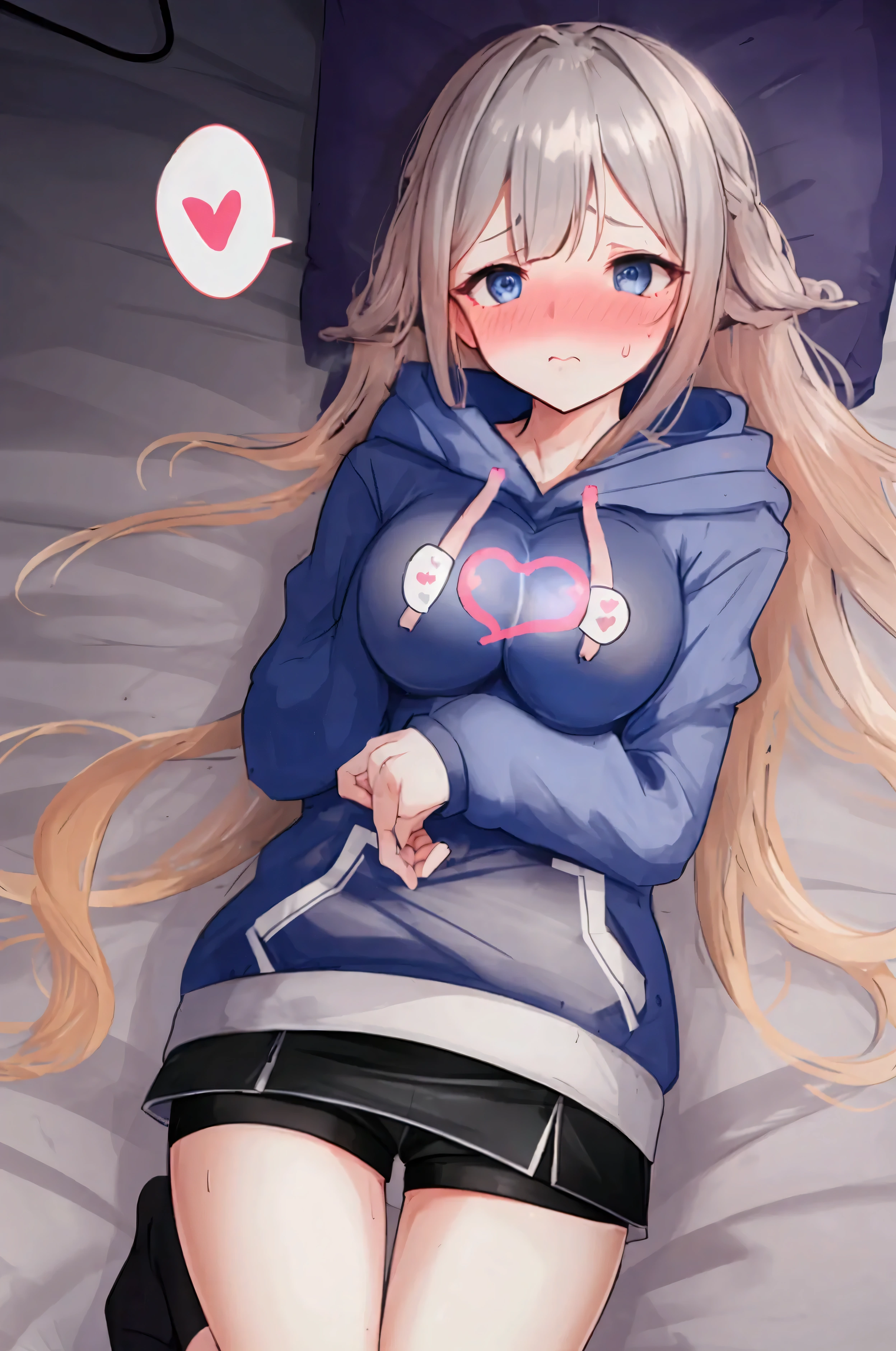 Browsing Caution,1人only,(Petite),((Cute man's daughter))only),((Penis in the crotch)),seiza,Blonde woman with low pigtails,lips,Sweat,White Breath,hoodie,The gaze of the viewer,A begging expression,Showing his erect penis to the viewers