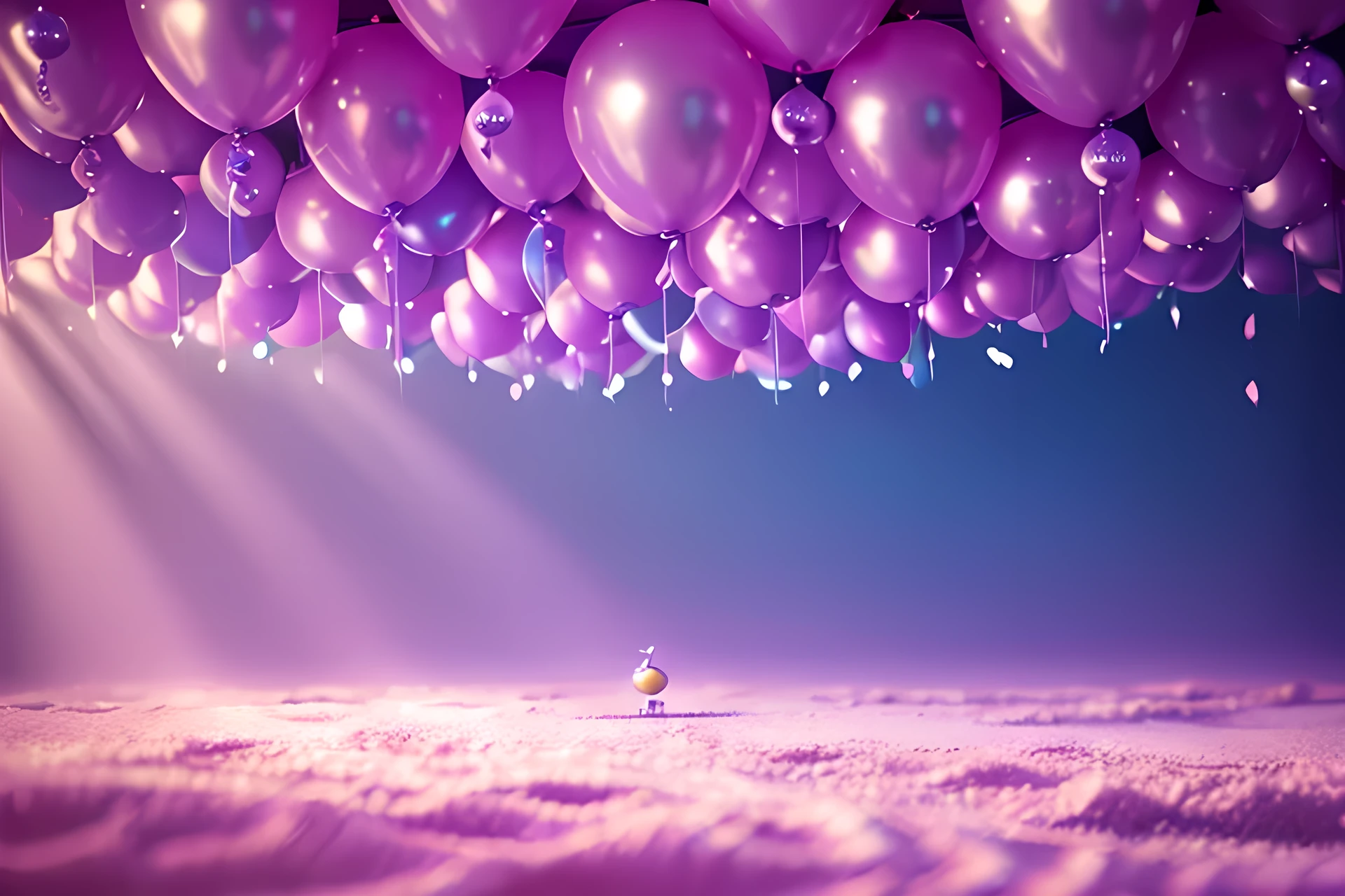 Little Mermaid style photo background with a purple chest and pearls, details from the Little Mermaid's world, balloons, volumetric, cinematic lighting, very high quality