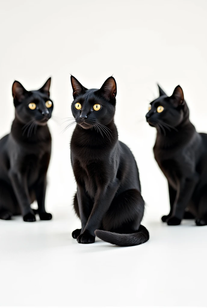 there are five Black Cat standing in a circle on a white surface,  by Lee In-moon ,  by Ivan Generalic , By Kim Myung-gok, ジョッセ・リーフェリンクス,  by Yuko Tatsushima , Cat Conference, Black Cat, Ryusuke Fukahori, Jongsuk Lee, Written by Lu Ji