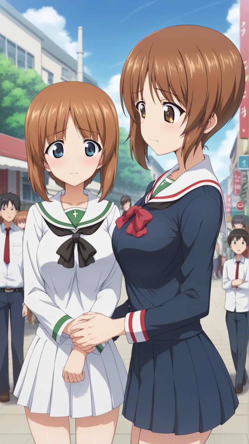        score_9,        score_8_up,        score_7_up,        score_6_up,        score_5_up,        score_4_up,  source_Anime, tag1,  tag2,   最     High Quality   ,        High Quality ,        Details,   （（   girl&Panzer ,Nishizumi Miho 1    :5））    kampala ,   sailor suit ,    micro miniskirt ,8k, 超      kampala ,       soft saturation,     Professional quality  ,      perfect contrast   , 複数の girl,  amazing hands,  perfect hand BREAK  (In uniform), upset,  closed mouth ,  standing, arm-crossed,  from the front ,  cowboy shot,  Watching Viewers BREAK Slender , Cute,  Perfect Symmetrical Face, Super cute girl, Super cute face, 超 Detailsな目, 超 Detailsな髪, Super cute, Super beautiful break in Harajuku, Shibuya, Tokyo, street, crowd, cityscape,  Medium Big Breasts 