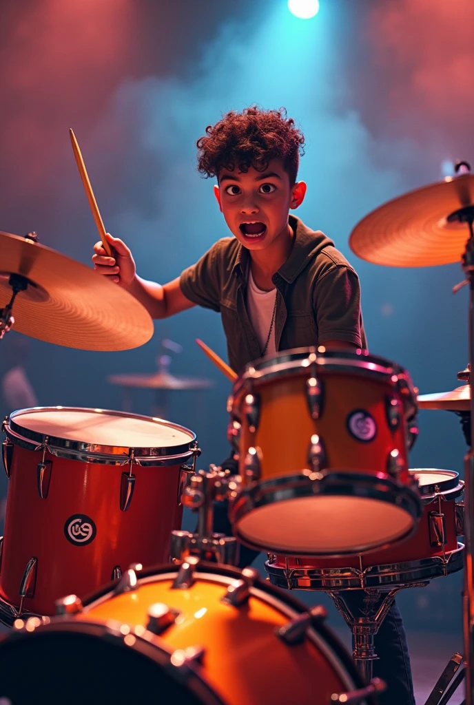 Children aged 5-6 play drums