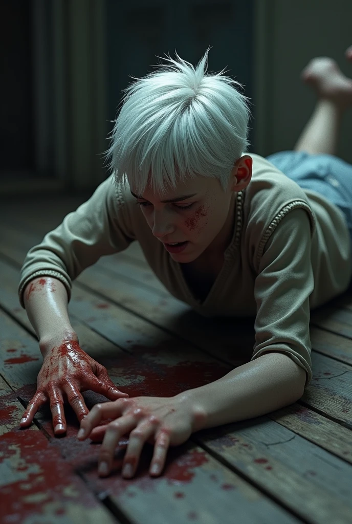 Girl dead on the ground, acidente poste caiu sobre, escola, a lot of blood on the floor, dark, noite, estilo jogo de terror, View from above, 8k, maximum detailed, alta qualidade