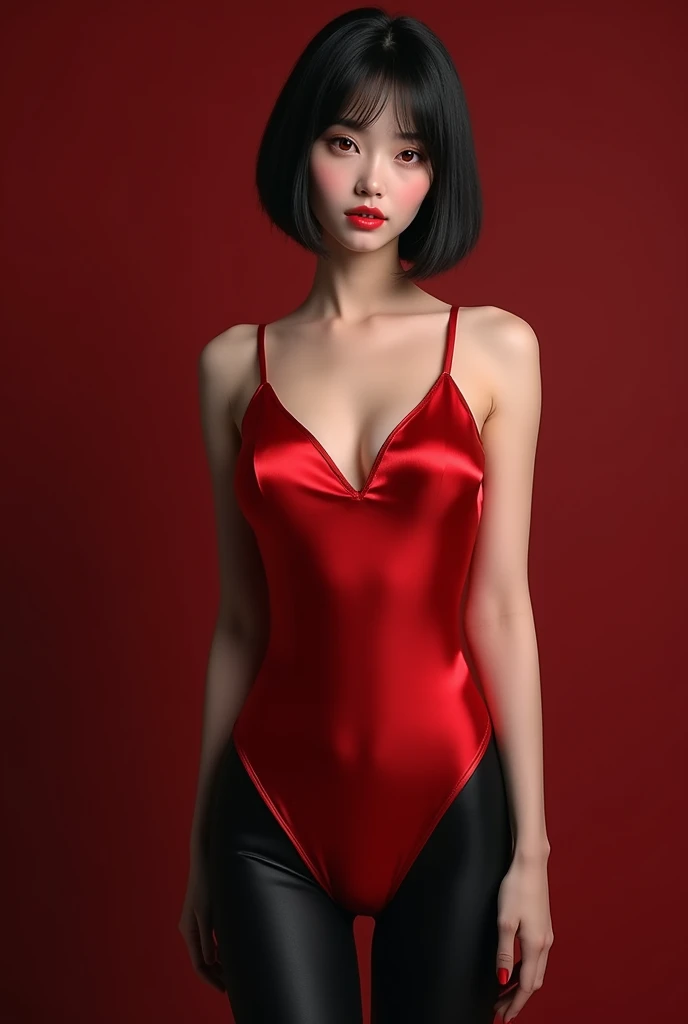 ((perfect anatomy:1.2,realistic:1.3,RAW Photography:1.3,masterpiece、highest quality、Ultra - High resolution、High resolution、Highly detailed CG、8K)),((best quality)), NSFW, small breasts, round breasts, prominent collarbones, skinny arms, flat stomach, visible hip bones, full body, short hair, black hair, image of Ada Wong, Realistic Shadows, Detailed skin, Very small breasts, round breasts, Very detailed, highly detailed face, Perfect face shape, Perfect lips, Perfect nose, Correct beautiful eyes, Watching Viewer, Best Quality, very revealing outfit, unzipped, ((backside view)), show face,
