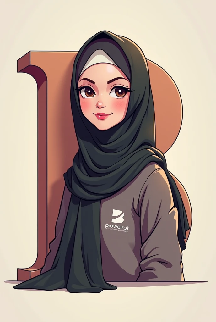 Logo in circle for school Kids muslim girl 
expert in multiplication table which called doctor multiplication