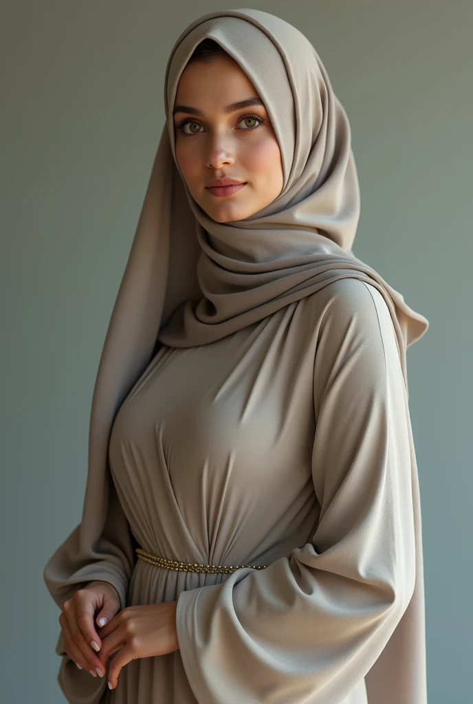 The most pretty muslimah with beautiful cheeks wears white zebra print lycra turtleneck unitard catsuit and white zebra print lycra hijab