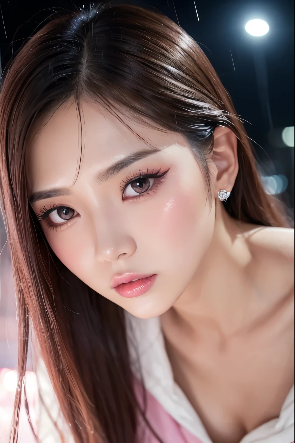 ((Best image quality、Highest quality、Highest Resolution、Ultra-realistic photos、Full body photo、Browsing Caution))、Edge Orgasm、A mature woman with her eyes closed and mouth open,Disheveled, extremely long hair, approximately 3 meters long、lipstick、Eyeliner、mascara、eye shadow、