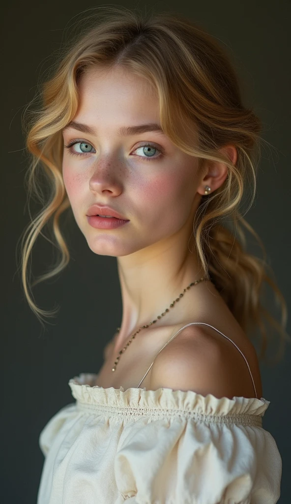 photorealistic portrait of a young woman, Slavic, Slavic, without clothes, after a bath, simple homemade linen underwear, Russia of the XII century, village, high quality, super detailing, cinematography, dramatic lighting --auto --s2