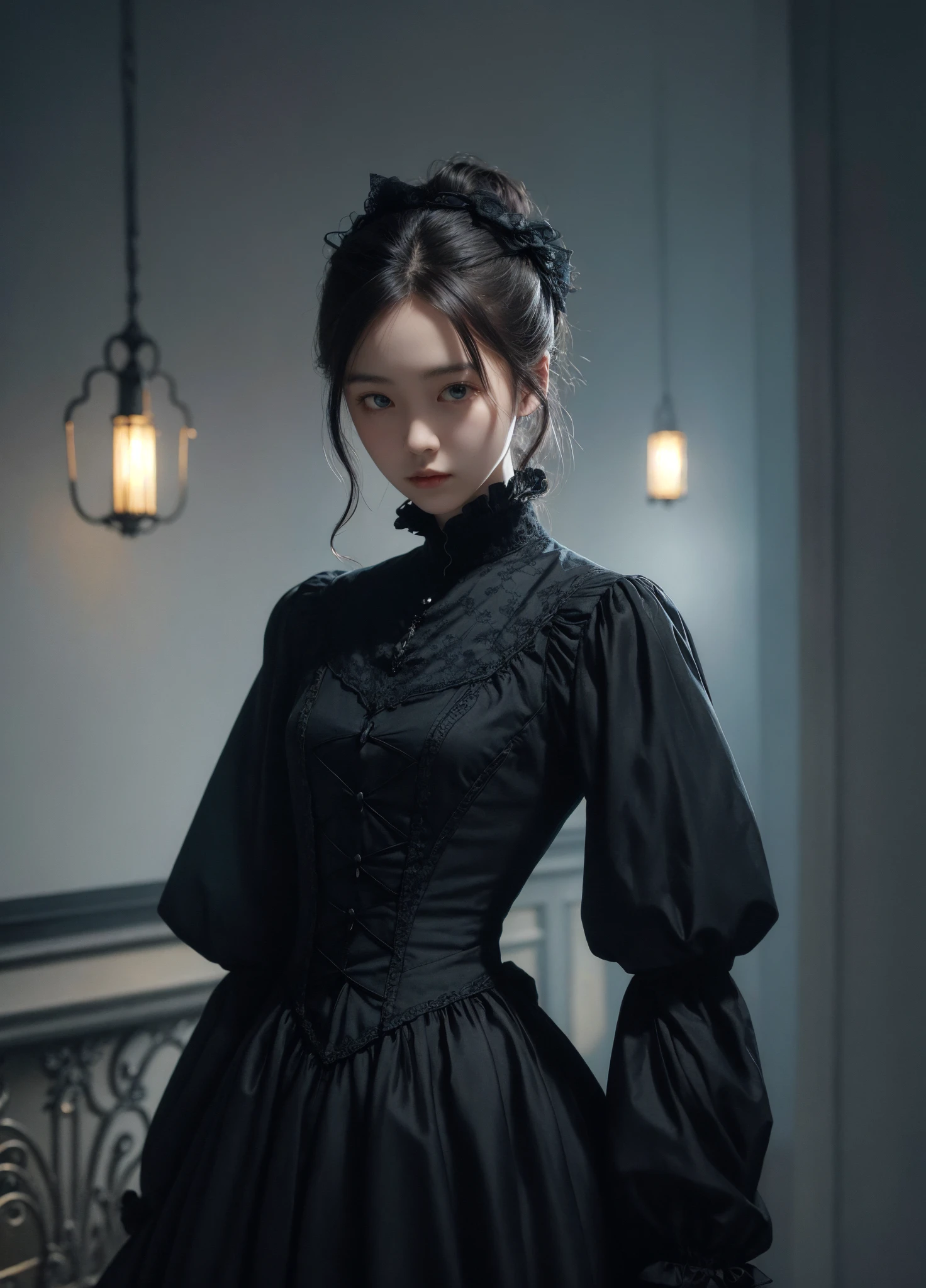 Thin arms,Narrow shoulders,公式art,  Unity 8k Wallpaper,  super detailed, beautiful, beautiful, masterpiece,  best quality, Darkness,  vibe, mystery, Romanticism, Creepy, literature, art, fashion,  victorian , race