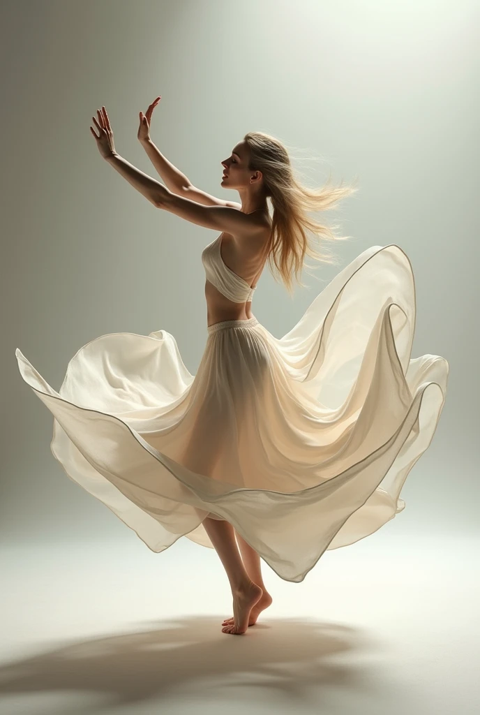 (best quality,4k,8k,highres,masterpiece:1.2),ultra-detailed,(realistic,photorealistic,photo-realistic:1.37),A beautiful dancing girl with a long shadow on the ground,clear and beautiful dancing girl