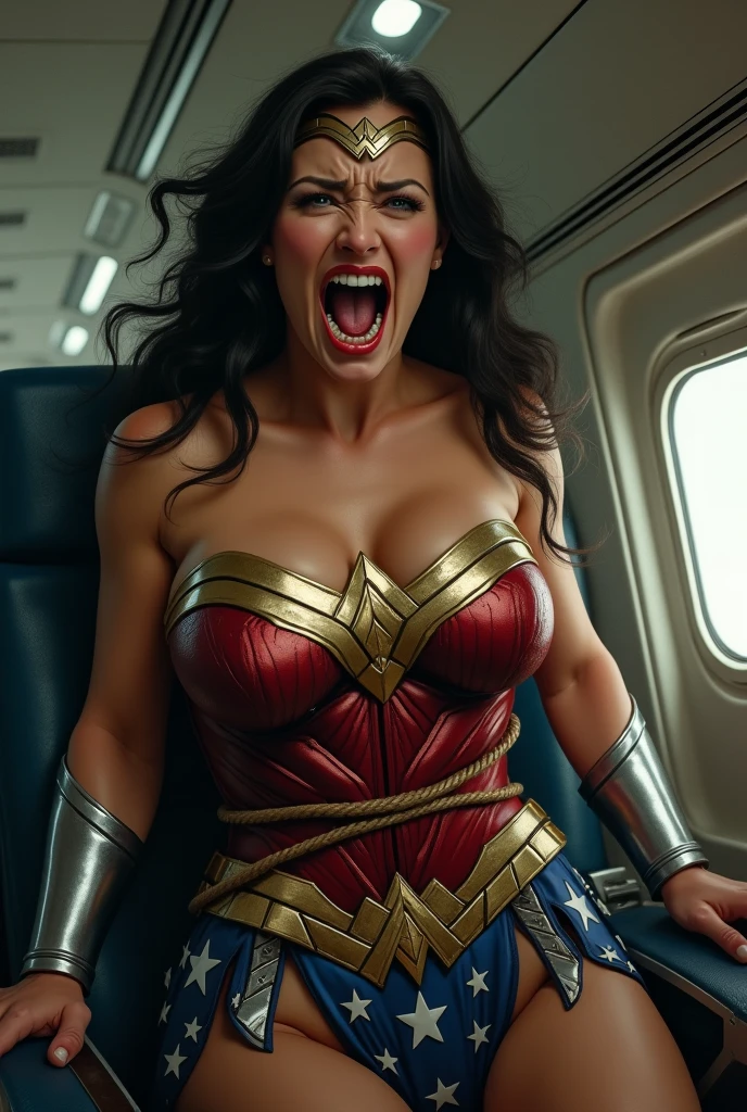 Airplane woman and justice league wonder woman completely naked showing her body and showing her vagina