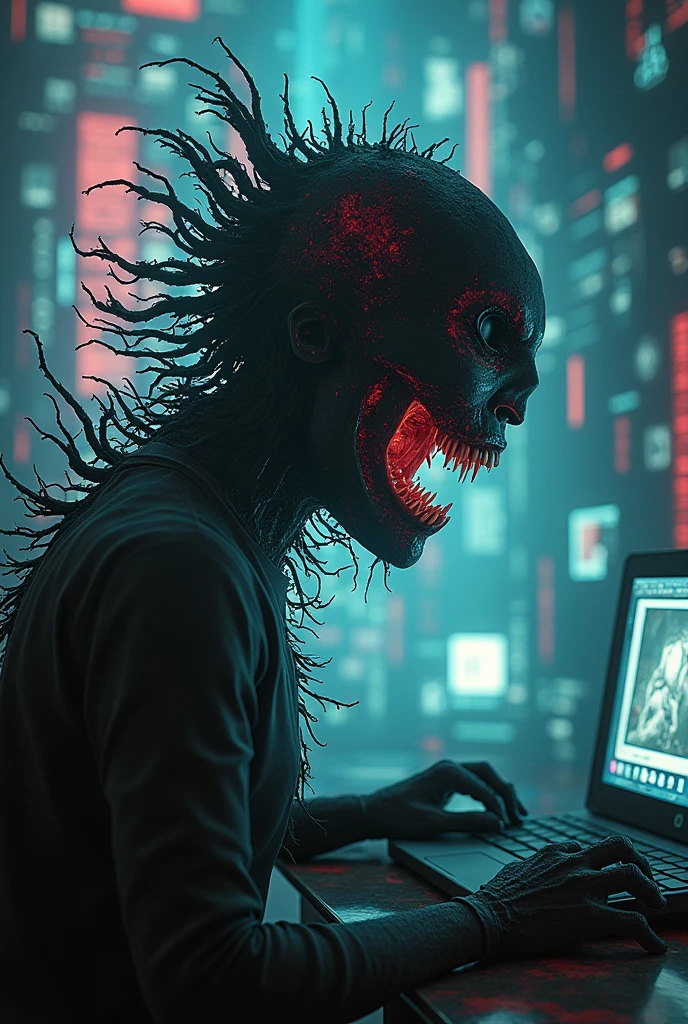 Profile photo of a person with their face covered programming dark colors gamer background you can put a 3d tribal type mask on it and make it anime type 
