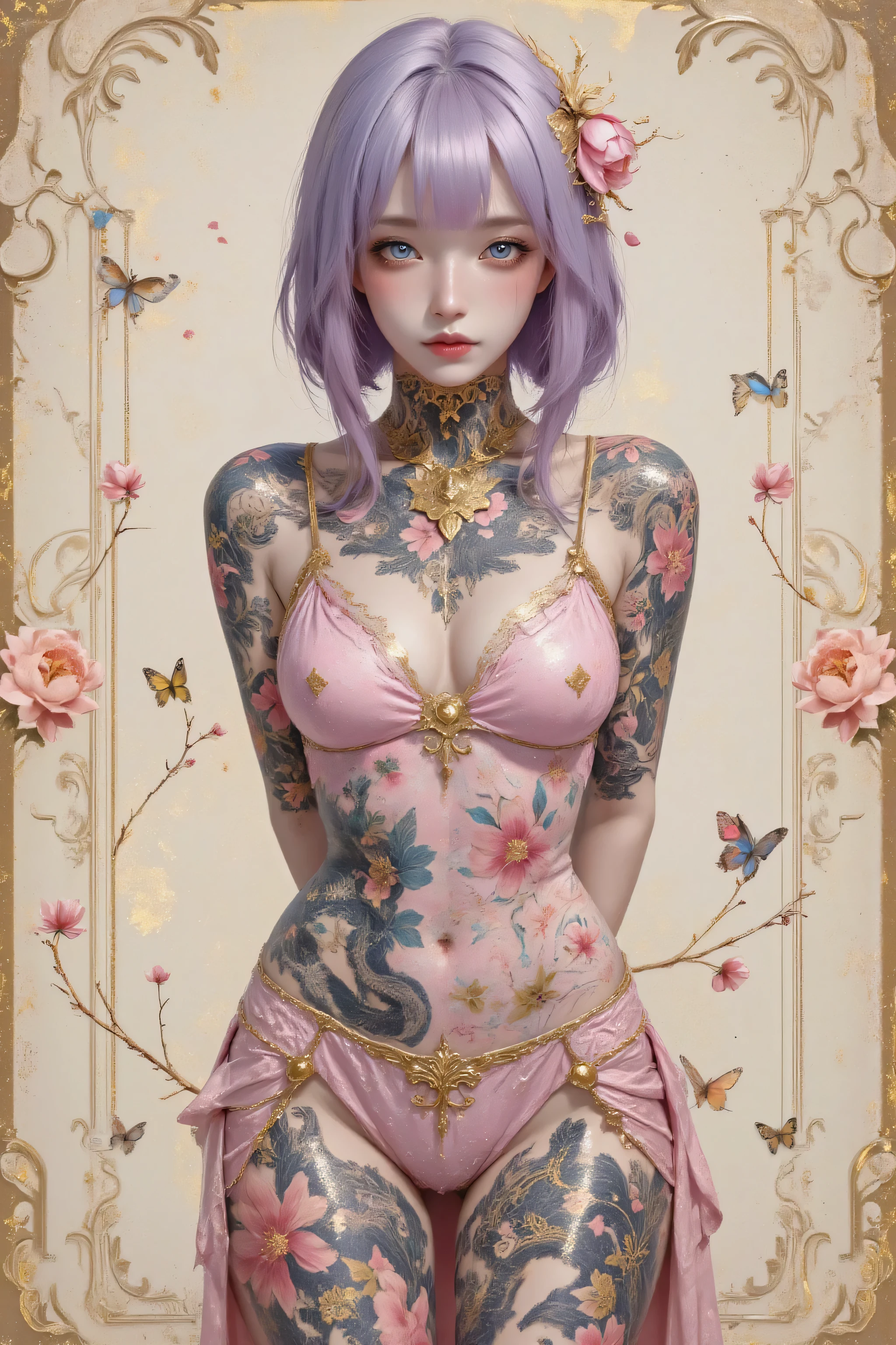 there is a drawing of a woman holding a knife in her hand, yandere intricate, detailed but rough, ethereal flowerpunk, inspired by Federico Barocci, mutated flowers, [ conceptual art ]!!, inspired by James Jean, humanoid flora, smeared flowers, blurry and dreamy illustration, disfigured figure, soft outlines, exquisite corpse, faded drawing