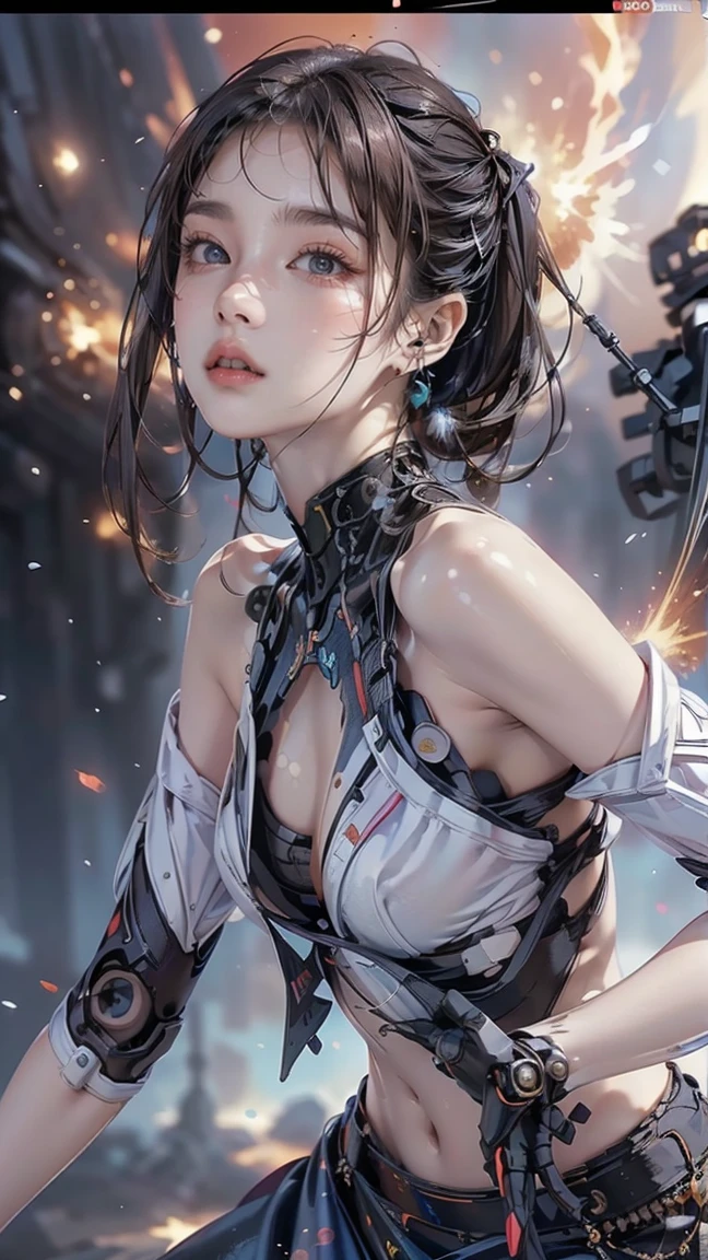 (tmasterpiece,top Quority,best qualtiy,offcial art,Beauty and aesthetics:1.2),(1girll:1.3),Extremely detailed,plethora of colors,Most detailed((ultra - detailed)),(highly detailed CGillustration),((Very fine and beautiful),(From the side Side),cinematic lighitnglamplight,((1 mechanical girl)),solo person,full bodyesbian,(Machine-made joints:1.2),((Mechanical limb)),(Blood vessel attached to tube), (Mechanical vertebrae are attached to the back),((The mechanical cervical vertebrae are attached to the neck)),(sitted),face expressionless,(Wires and cables are attached to the neck:1.2),(Wires and cables on the head:1.2)(Character focus),Science fiction,White background,(ta Costume Outfit:1.5)Swollen breasts,crisp breasts,Breasts during lactation,Lactation,Tender white skin,squeezing breasts,A sagging breast,(Top 3D rendering technology:1.3),(Realistic metal and leather reflections),Realistic ray tracing effect,