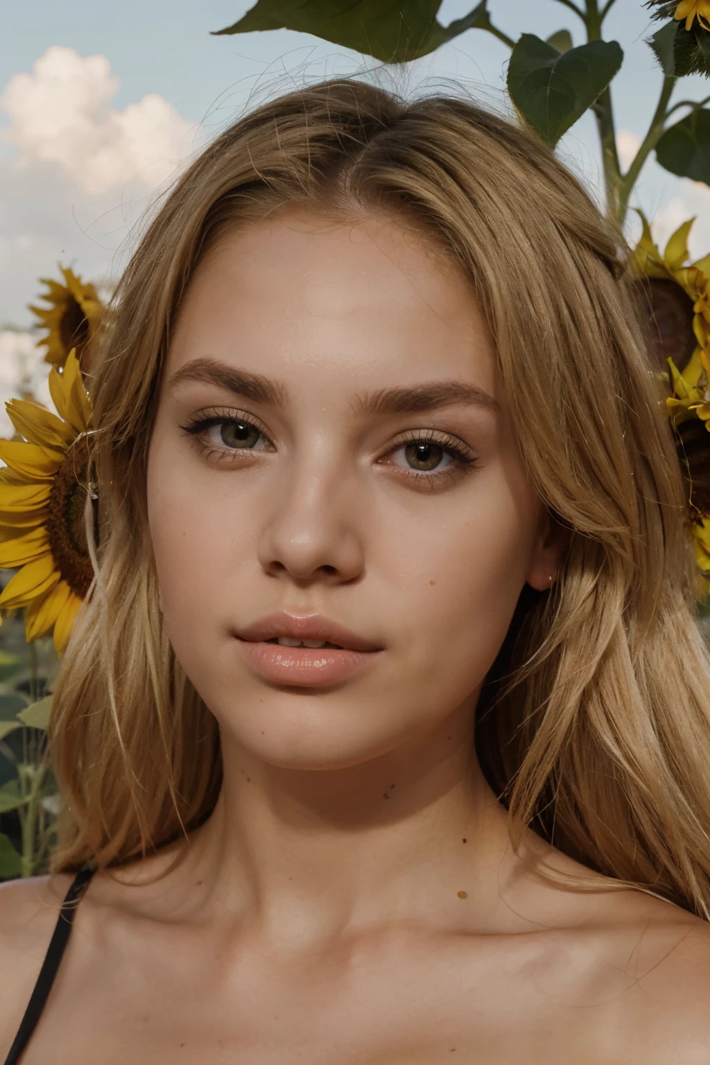 AmandaS_SoloTI_v1, PA7_Portrait-MCU,(smile), a beautiful woman, perfect hair, (modern photo,Flowy sundress in vibrant floral print, straw hat, woven sandals:1.1), closeup portrait, 85mm, (analog, cinematic, film grain, hazy atmosphere:1.3), (( Rolling hills of Tuscany backdrop, sunflower fields, vineyards, and charming Italian villas, evoking the warm and picturesque ambiance of the Tuscan countryside during summer:1.2)), detailed eyes, (seductive), (cinematic shot:1.3), <lora:add_detail:0.6>,<lora:LowRa:0.3>