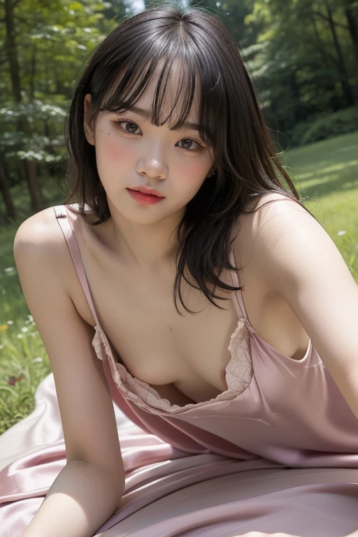 topless, , Light red, Clear cute big nipples, 　 (Breast milk:1.25), Straight bangs, Medium Hair、Shrine maiden, Nude, , 、Show your nipples properly from the front、Japanese high school girl like in the photo,　Pale-skinned girl, , , necklace, 14 years old, , , ,, 8K, , Plain eyes、, realistic breasts, , realistic girl, beautiful girl、kawaii junior high school student、I am studying, Brown Hair、Cheerleader、ribbon、(Lying on my back on the grass and screaming:1.4), ｱｲﾄﾞﾙｽﾃｰｼﾞ, Nude, Showing teeth、、Nipples are hard、(Half-close your eyes:1.0001), orgasm:1.6