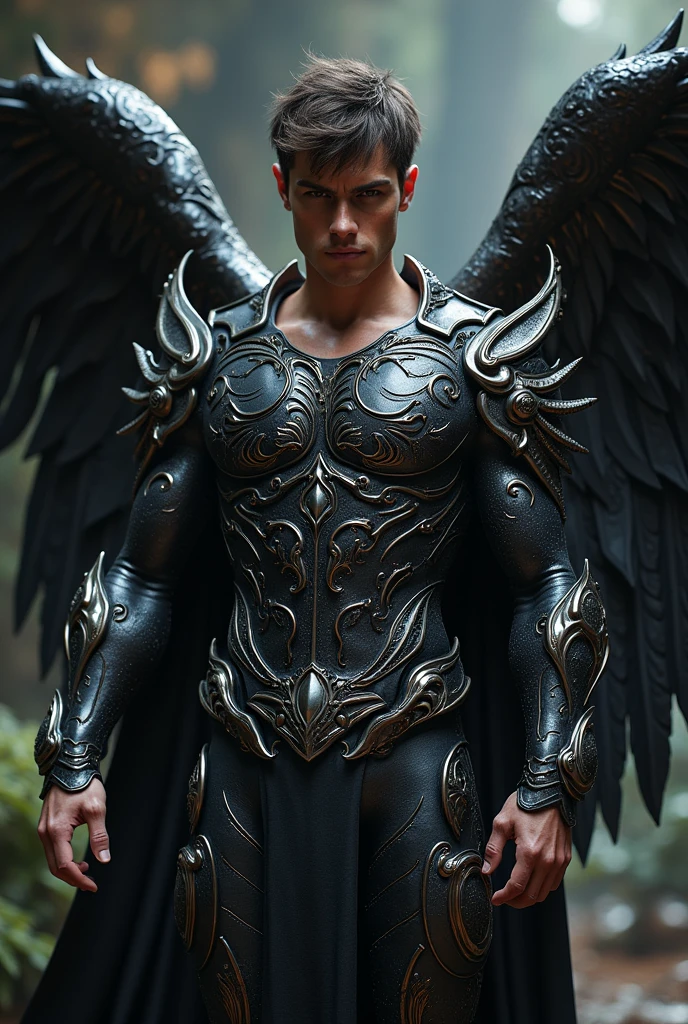 ultra high res, best quality, photo, 4k, (photorealistic:1.4), cinematic lighting, a male angel with large translucent wings,muscular man, abdominal muscle, wearing medieval gold armor, detailed feathers, cyberpunk environment, snow and ice environment in the background, cathedral of ice, portal of the future, volumetric light, HD, magic, god light, backlighting, detailed face, contrapposto, smooth skin, henry cavill, chris evans, matt bommer
