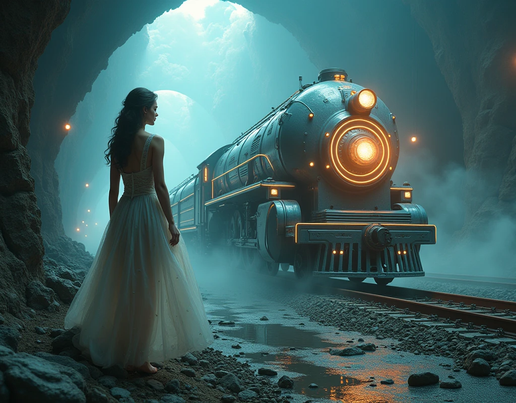 A train that transcends time and space、Space-Time Gate、Beautiful girls in sexy dresses