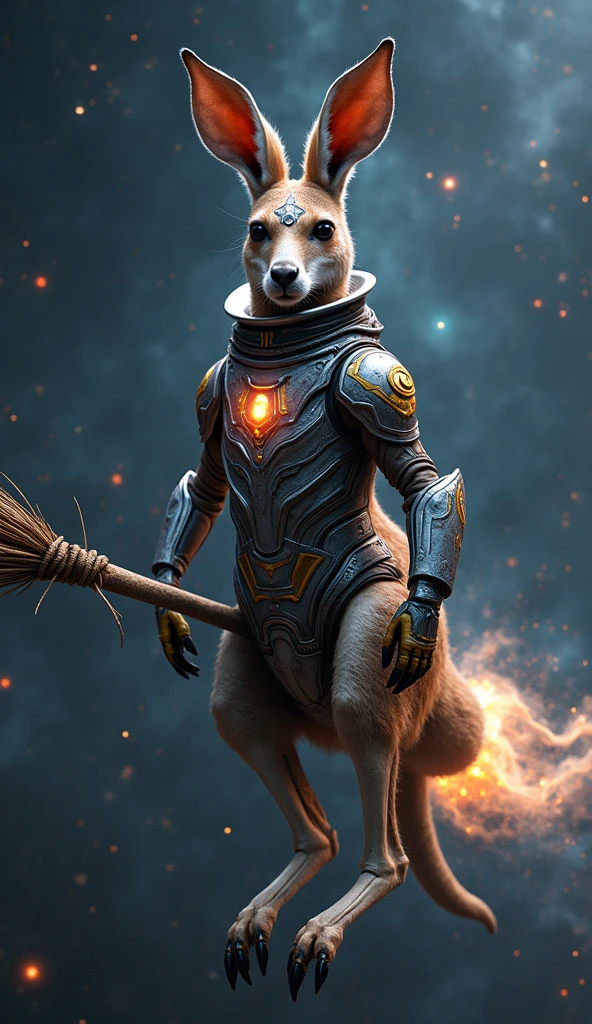 1man, alien, slender, horse face, glowing eyes, brown fur, earless, sharp teeth, orange suit with black accents, orange boots, orange lantern logo, orange aura, space background, powerful, crouching, holding a big orange lantern