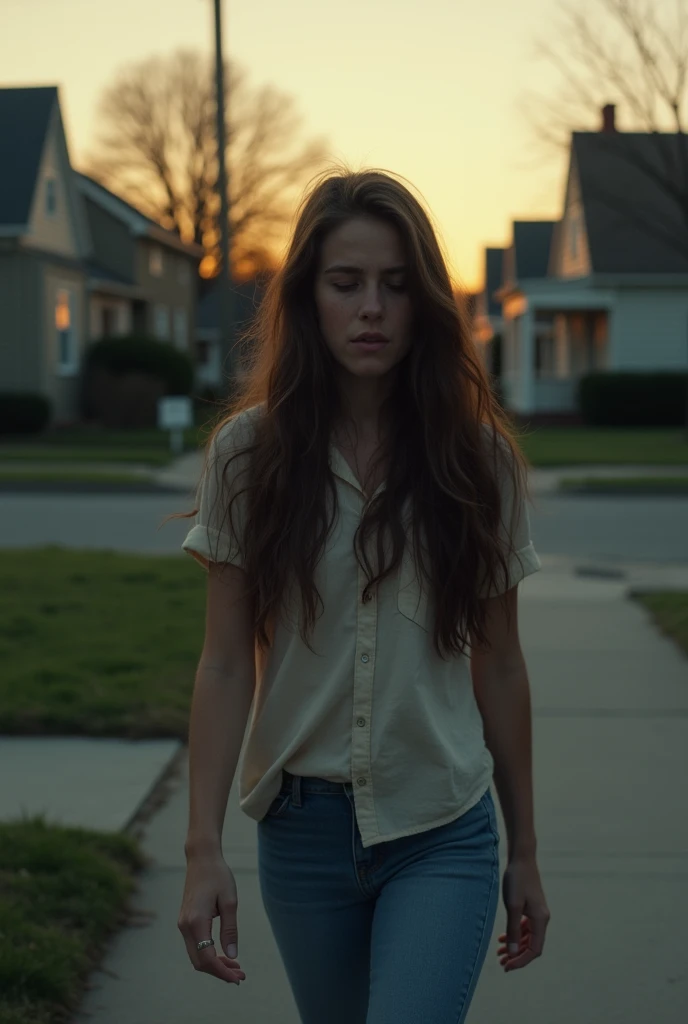 cinematic film still a resilient (ohwx:1.2) girl As Ellie, wearing her classic red t-shirt, jeans and sneakers. She is in pain, has stomachache, has a pain expression, grabs her stomach, Hair pulled back into a ponytail, signifying her need for practicality in a challenging world., . shallow depth of field, vignette, highly detailed, high budget, bokeh, cinemascope, moody, epic, gorgeous, film grain, grainy. Full body