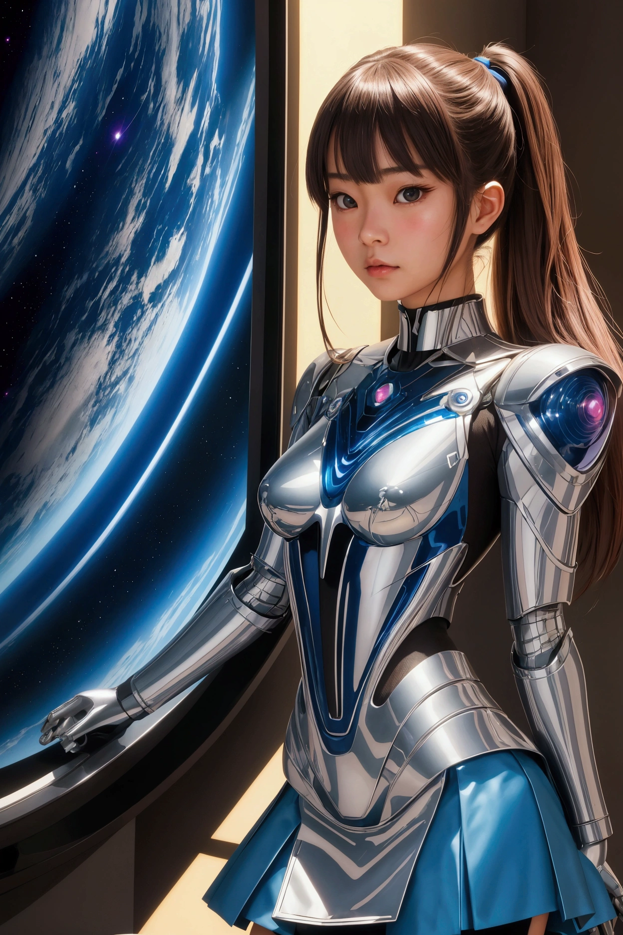 Hajime Sorayama, Syd Mead, Hideko Mizuno, Sami Kivelä, Ola Fogelberg, Surrealism Mysterious Weird Fantastic Fantasy Sci-Fi, Japanese Anime, Optical Machinery, Optical Design, Lenses, Mirrors, Prisms, Miniskirt Beautiful High School Girl Observing the Other Side, perfect voluminous body, detailed masterpiece Hyper realistic sharp focus depth of field embarrassment shy cute coquettish blushing zoom in looking at viewer dynamic action poses 