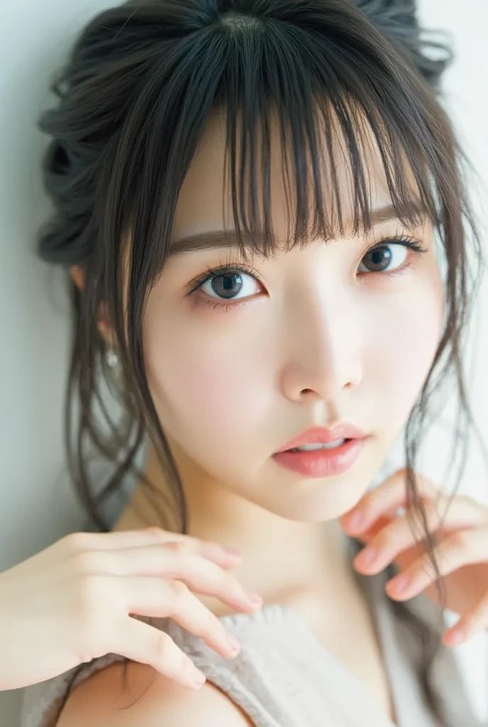 Heisei Gal Makeup and Poses、(photo Realistic:1.4), (hyper Realistic:1.4), (Realistic:1.3), (      smoother lighting      :1.05), (Improving the quality of cinema lighting:0.9), 32K, 1 person,20 years old, Realistic lighting, Backlight,  The light hits the face,    ray tracing , (   bright light:1.2), (Improved quality:1.4), (Highest quality Realistic textured skin:1.4),  (  improving skin texture :1.1),((   very accurate anatomy   :1.0)), (  improving skin texture :1.1),  (      smoother lighting      :1.05), 32K,      Japanese woman with perspective , fine grain,    detailed face   , (   film grain  :1.1),( ハイライツ :1.1),   High resolution  ,    natural look , Kind eyes, Improves hair quality,  Delicate Shading   , Transparent muscles,    Graceful Posture,       beautiful eyes   ,    vivid details  , Soft light reflection, Beautiful contours, Delicate skin tones, Thin hair type,   pictures of cute Japanese women   々  beautiful Japanese woman  {x}  Highlight Your Body Lines  ,
