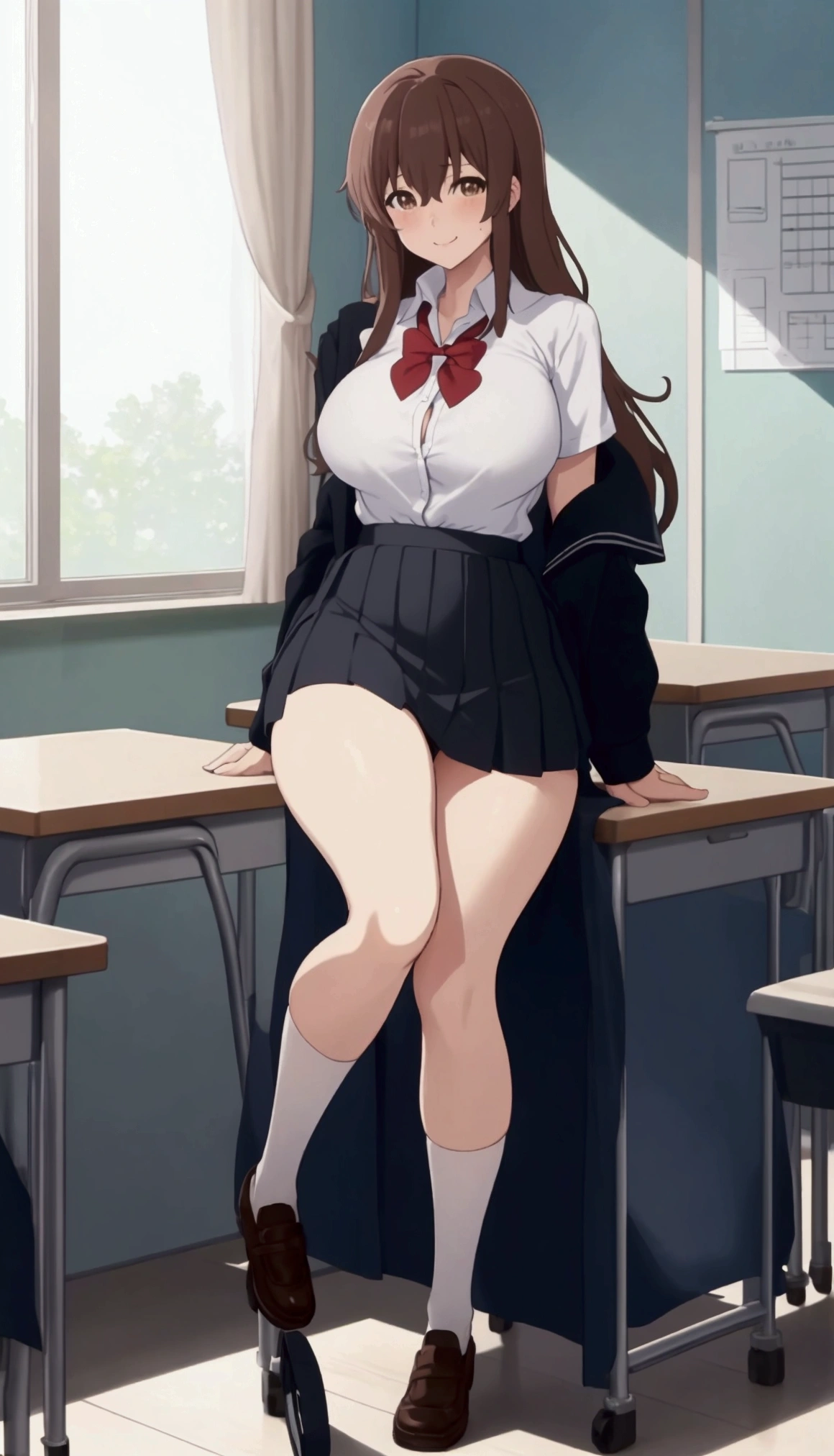 score_9, score_8_up, score_7_up, source_anime,
shoukonishimiya, shouko nishimiya, long hair, brown hair, brown eyes, girl, full body, sexy body, mature body, sexy big breasts, sexy thick legs, sexy big ass, high school school uniform, high school uniform, white thin shirt, mini school skirt, standing, looking at the viewer, front view, shirt unbuttoned , her big breasts are visible, she takes off her jacket, at school, 1 girl, in class, sitting on the desk, showing her sexy legs, standing, lifting her skirt with her hands, her sexy legs are visible, full body, sexy legs, sexy body, sexy big breasts, camera angle from the front, looking at the viewer, 1 girl, in the classroom, sitting on the chair, view from behind, hair down to her back, head turned back, looking at the viewer, skirt up, sexy big ass, black thin underwear underwear visible, mini school skirt, school shirt, big breasts, sexy body, mature sexy body, thick legs, sexy ass, skirt on waist, ass looking, smiling, thin shirt, sweaty, sexy facial expression, shy looks, 1 girl, from the viewer's perspective, sexy looks, full body, on the desk, lying down, looking forward, looking at the viewer, the viewer touches the girl's leg, mini school skirt, sexy body , mature body, thick legs, big breasts, sexy body,viewer caressing her breasts with her other hand, thin white shirt, school uniform, thick legs