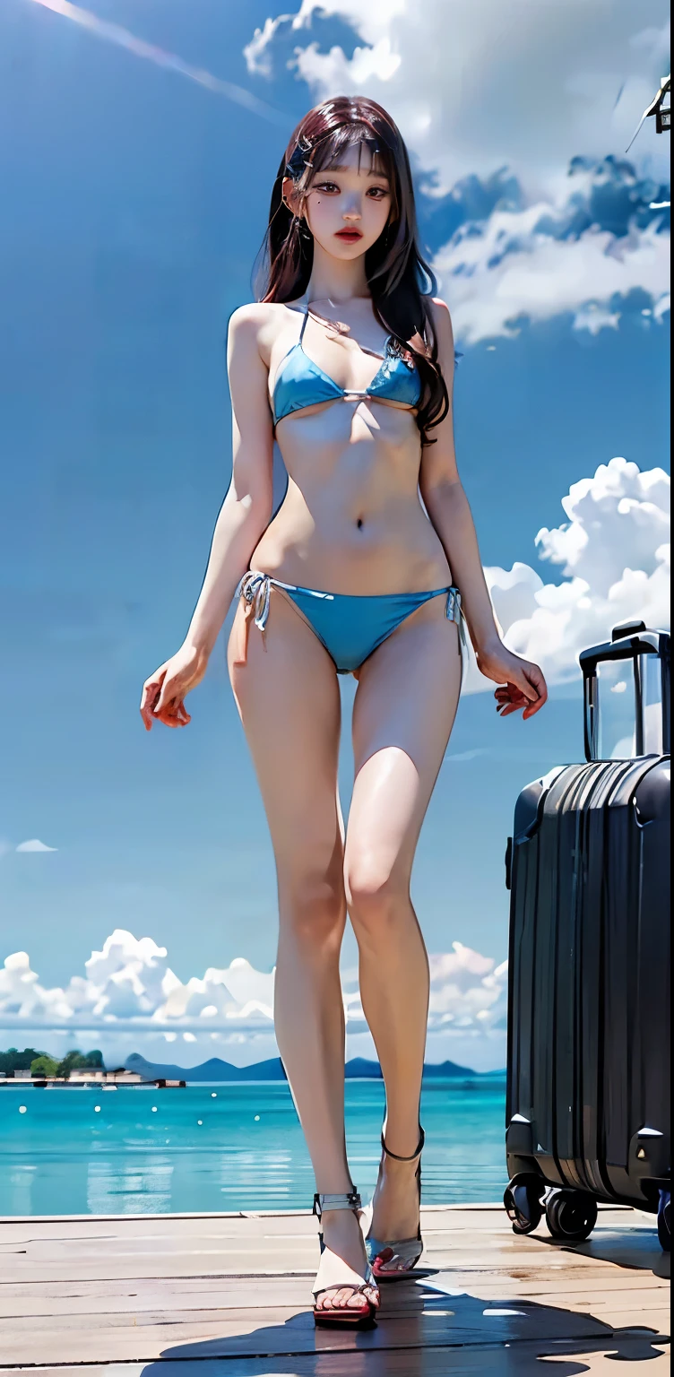 8K Ultra HD,masterpiece, Max Image,Beautiful girl,((Type I Valley)), ((K-POPアイドルのIVEのWonyoungそっくり:1.9)), (( full body shot :1.5)),(White string bikini with a high degree of skin exposure :1.2),(( stand with legs spread to shoulder width :1.3)),( standing with legs extended straight :1.2),(( Super small white string bikini that only hides your nipples and pussy:1.2)),(( perfect face)),( woman on white deck of luxury yacht:1.2),( stands with her back straight),(( bare skin :1.2)),(( Take a picture of your whole body from below to make your legs look longer :1.2)),( Super realistic skin texture is reproduced in detail down to the smallest detail), long black hair ,Smooth Hair,((Wearing white high heels)),Sparkling,(age girl 々Reproduce beautiful skin in detail down to the smallest detail ),Extreme exhibitionism,Turquoise waters,stand up, stand with legs spread to shoulder width , full body display ,(((Inseam is half the height))), medium bust ,( fully erect nipples),glowing flare ,(((Long legs))),(((Too thin legs ))),(( small ass )),((超 slim過ぎるモデルスタイル)),( large gaps between thighs ),( slim, musculoskeletal々, Typical athlete ),((( full body shot ))),Long arms,Thin hands,Long thighs,( Too thin thighs ), cute, beautiful girl with nine heads ,( extremely thin but well-trained abs),(Extremely thin anorexic body type ),(He is 175 cm tall),Age: 18,(( female model who is weakened, hungry, and extremely thin due to anorexia)),Too thin waist,(Well trained, Muscular Abs),(( vaginal cracks have also been recreated in detail.)), very detailed nipples and areolas ,Stand with your feet shoulder-width apart,(Camel Toe Impact), turn your whole body towards me ,(Incredibly skinny body), extremely undernourished body ,(Defined collarbone),( anatomically correct)