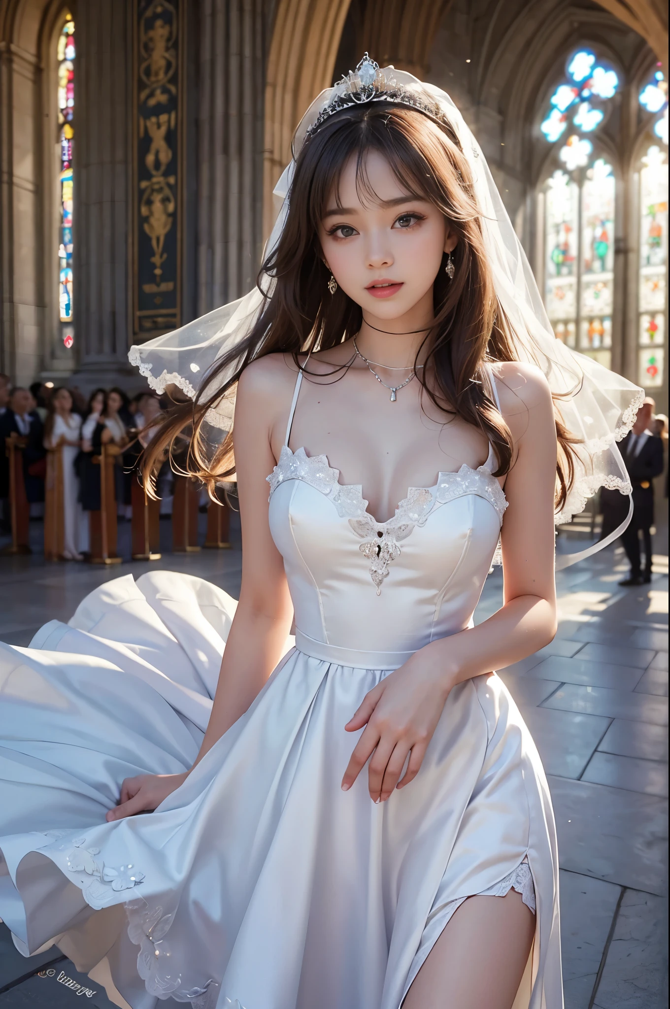 ((Adilin, Wear glass, Black Hair)), Any posture, (An extremely delicate and fair work), (masterpiece), 1 Girl, Extremely exquisite and elegant wedding dress, Headdress, Very detailed, Ponytail Twist, charming expression, fair and clear eyes, Green pupils, Exquisite necklace, elaborate earrings, Simple blurred background, Extremely detailed description, fair, charming, Super Fine, Delicate face, Petite, Delicate clavicle, Lovely lips, The back is very soft, Mix 4,(8k, original photo, best quality, masterpiece:1.2), (Practical, photo-Practical:1.37),1 Girl,Lovely,city View, night, rain, wet, Professional lighting, Photon Mapping, Radiosity, Physically Based Rendering, Above the waist,