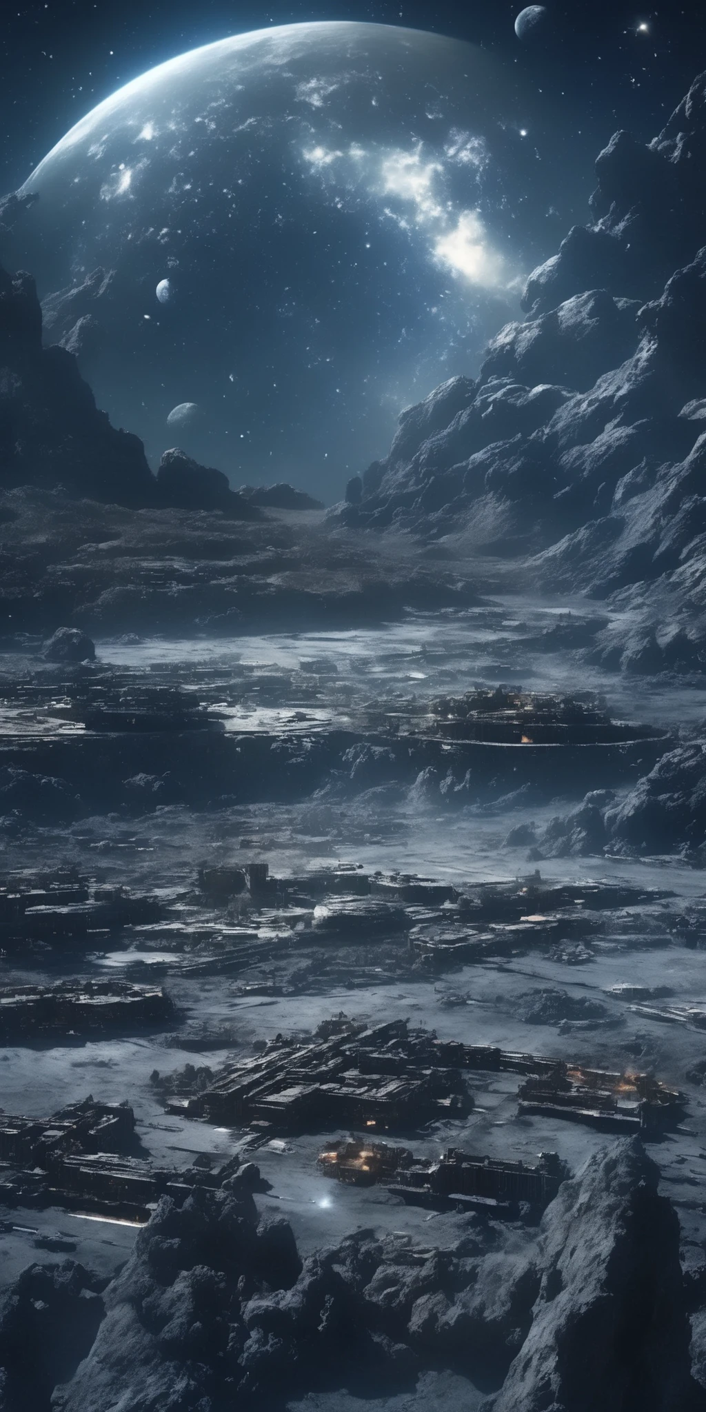 
A very beautiful landscape of (moon-surface:1.3). on the moon (military base:1.5)\(beautiful,(magnificent:1.3),Beautiful architecture,runway\(many combat spacecraft\(maneuvered \)\). marshaller\(in a combat suit\) guiding spaceship takeoff.The last line of defense\). (Science fiction:1.3). Preparing for battle with huge space monsters. Sparks of battle are flying in the sky,earth.Beautiful.longshot.(realistic:1.3) movie scene. BREAK .quality\(8k,wallpaper of extremely detailed CG unit, high resolution, top-quality, top-quality real texture skin, hyper realistic, increase the resolution, RAW photos, best quality, highly detailed, the wallpaper, golden ratio, high saturation realism, vibrant colors, dramatic lighting, persuasive storytelling, atmospheric scenery, captivating visuals, intricate details, strong emotions, dreamlike world\)
