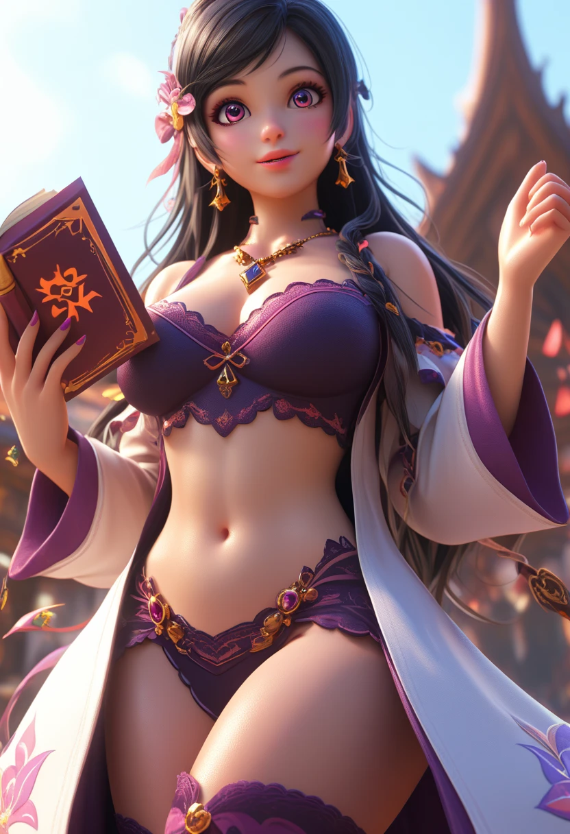 A young 15- yr old native Asian girl with lovely charming face,(  dark skin texture masterpiece),( wearing glasses),(smiling with exposed teeths showing)(perfect full body detailed anatomy), (Super accessories detailed), (meditating ), (perfect detailed bright sparkling eyes),( short ponytail illuminating red gemstone crystalized hair), ((expose big hard erect nipples))(( exposed panty ))((legs wide open showing pussy line))(( Wearing transparent illuminating costume of a magician)), holding a treasure book or box (( illuminating different lights covering the sorrounding atmosphere)) on its back wearing beautiful large top hat with butterfly wings detailed design, The character solemnly praying, 7 different perspective view of that same girl & face profile sheet character style 