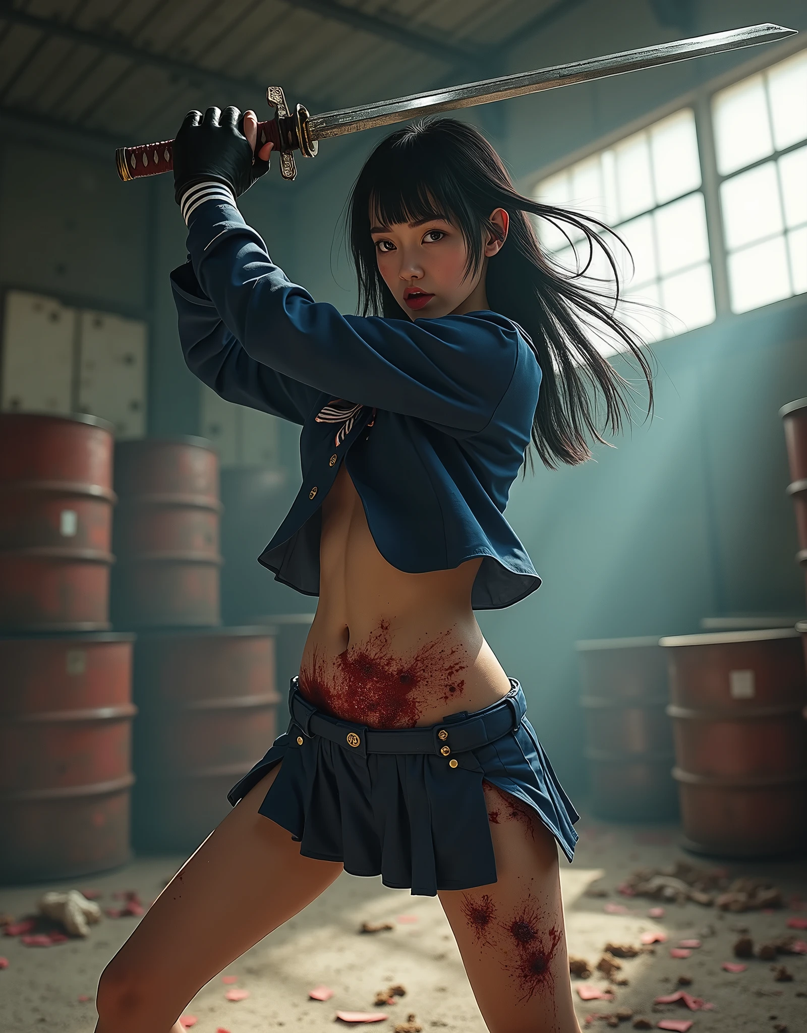 highest quality，masterpiece，Ultra-high resolution, Very detailed, 8k，(Beautiful woman)，(一人のBeautiful woman)，((Crucifixion:1.5))，(((cross)))，(execution)，((incontinence))，Scared，torture，slave，((crossにCrucifixionにされた女性：1.5)),Crucifixion刑，((sailor macuri:1.4))，Sailor Warrior Uniforms，White gloves，Blue Skirt，Blue Boots，Large Breasts、((Torn costume：1.5))，((Tearing of clothes：1.5))，(Tattered clothes：1.5)，Beaten face，顔にTraces of being beaten，((Bruises on the body))，Body scars，Facial and body injuries，(Bruise, dirty, Torn clothes, Revealing clothing, Blood:1.3)，Traces of being beaten，Defeated heroine，A ruined world，Remains，ruins，(Burning at the stake)，((Roasted by fire：1.2))，Inflammation，(Inflammationに包まれている)，足下にInflammation，Browsing Caution